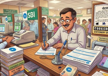 SBI Spents 986 Cr on stationary last year.