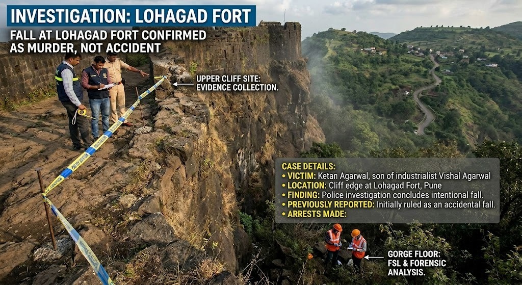 The death of industrialist Vishal Agarwal's son, Ketan, at Pune's Lohagad Fort has been proven as murder, not an accident.