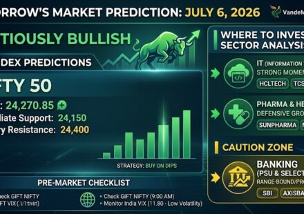 Indian stock market for tomorrow, Monday, July 6, 2026, along with key investment zones to watch.